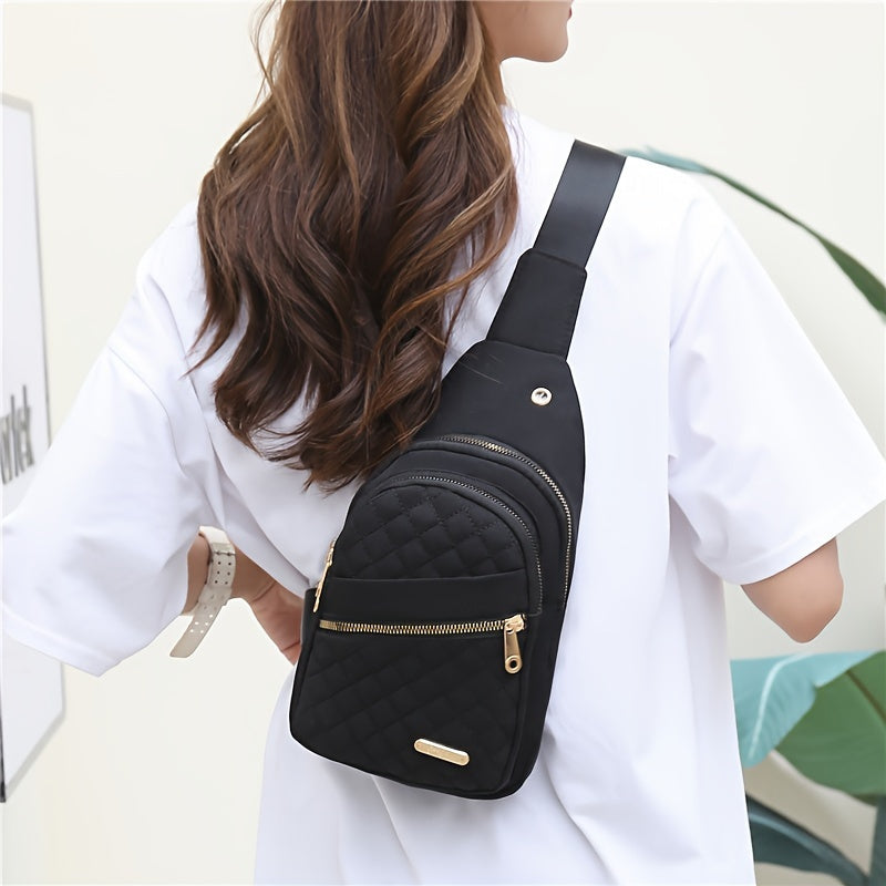 Quilted Sling Backpack, Crossbody Bag, Adjustable Shoulder Strap