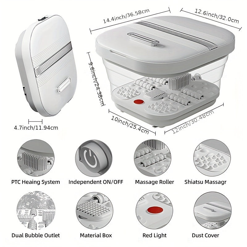 Foldable Foot Spa Bath Massager With Smart Heating, 4 Corn Rollers, Foot Massager For Home Spa Use