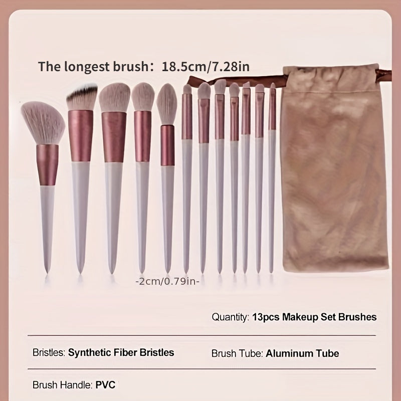 13pcs Luxurious Makeup Brush Set - Soft