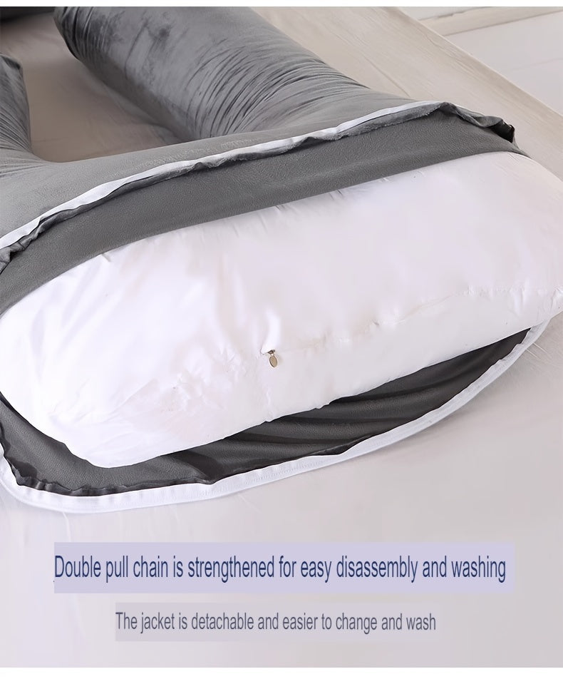 ComfortPlus Pregnancy Support Pillow - Soft, Full-Body Relief for Side Sleepers with Detachable Cover & Waist Protection, Christmas Jewelry, Abdomen Pillow, Multifunctional
