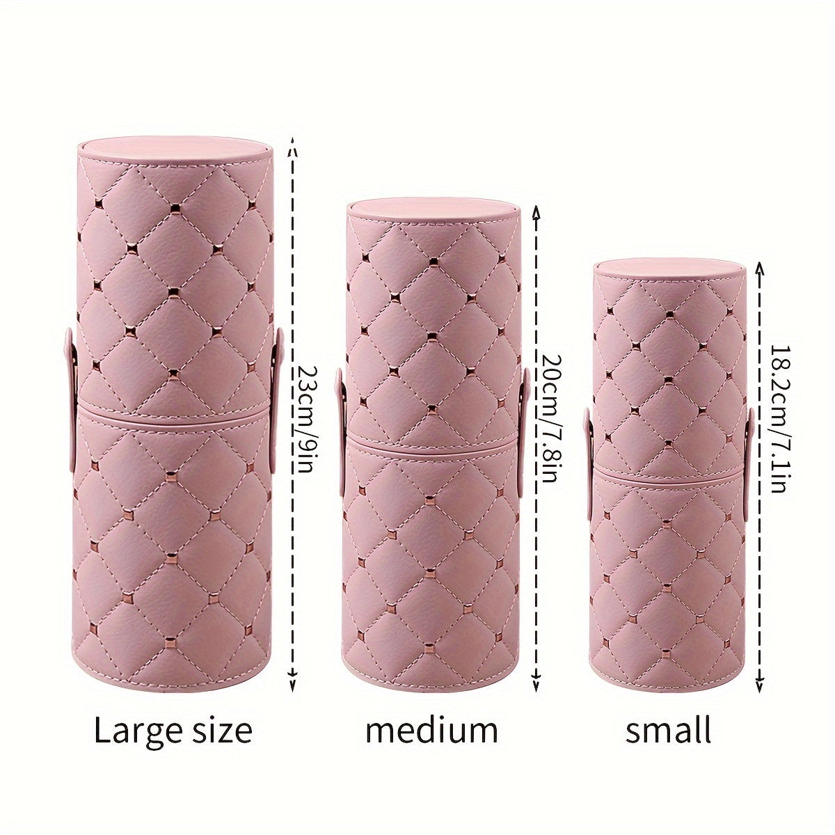 Luxurious Pink Quilted Faux Leather Makeup Brush Holder Set