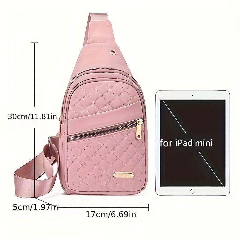Quilted Sling Backpack, Crossbody Bag, Adjustable Shoulder Strap
