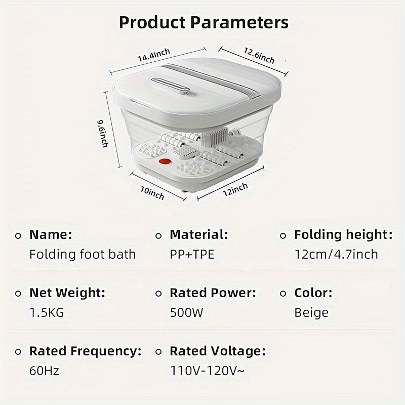 Foldable Foot Spa Bath Massager With Smart Heating, 4 Corn Rollers, Foot Massager For Home Spa Use