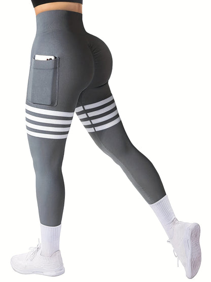 AGROSTE Striped Design Seamless Workout Leggings