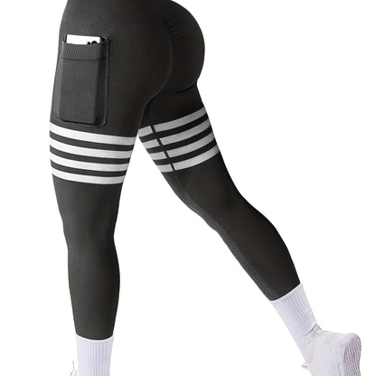 AGROSTE Striped Design Seamless Workout Leggings