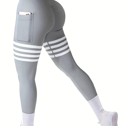 AGROSTE Striped Design Seamless Workout Leggings