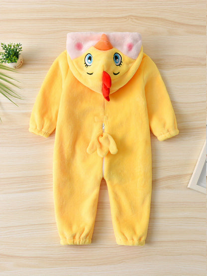 Super Cute Animal Style Bodysuit - Baby's Winter Autumn Warm Hooded Romper For Party Performance