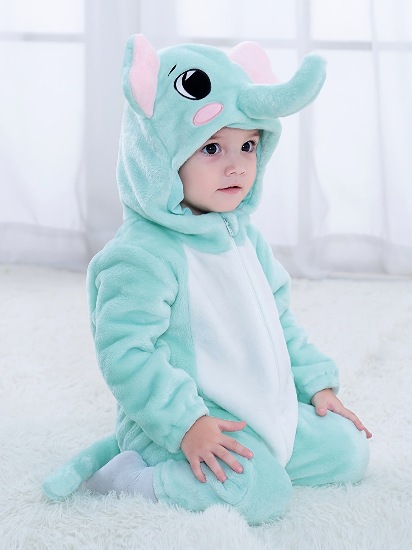 Super Cute Animal Style Bodysuit - Baby's Winter Autumn Warm Hooded Romper For Party Performance