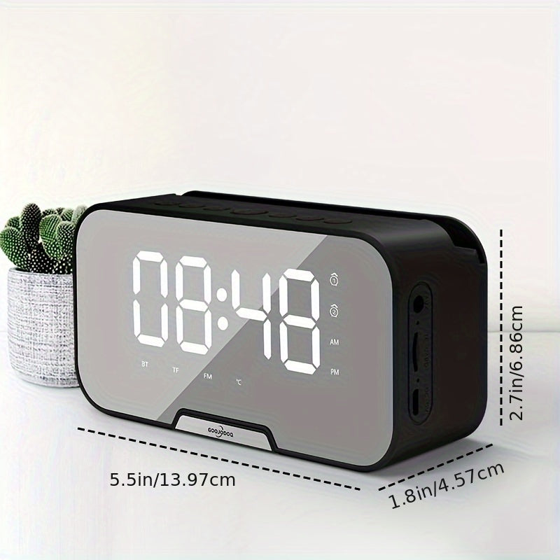 Portable LED Mini Speaker FM Radio Clock With Wireless Microphone