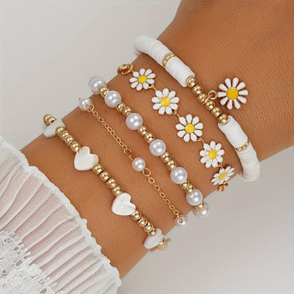 Pearl Daisy Design Bracelet