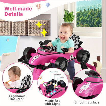 MAXMASS 4-in-1 Baby Walker Foldable Activity Walker with Adjustable Height & Speed