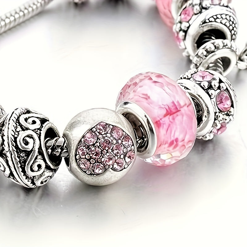 Pink Heart pendant bracelet set