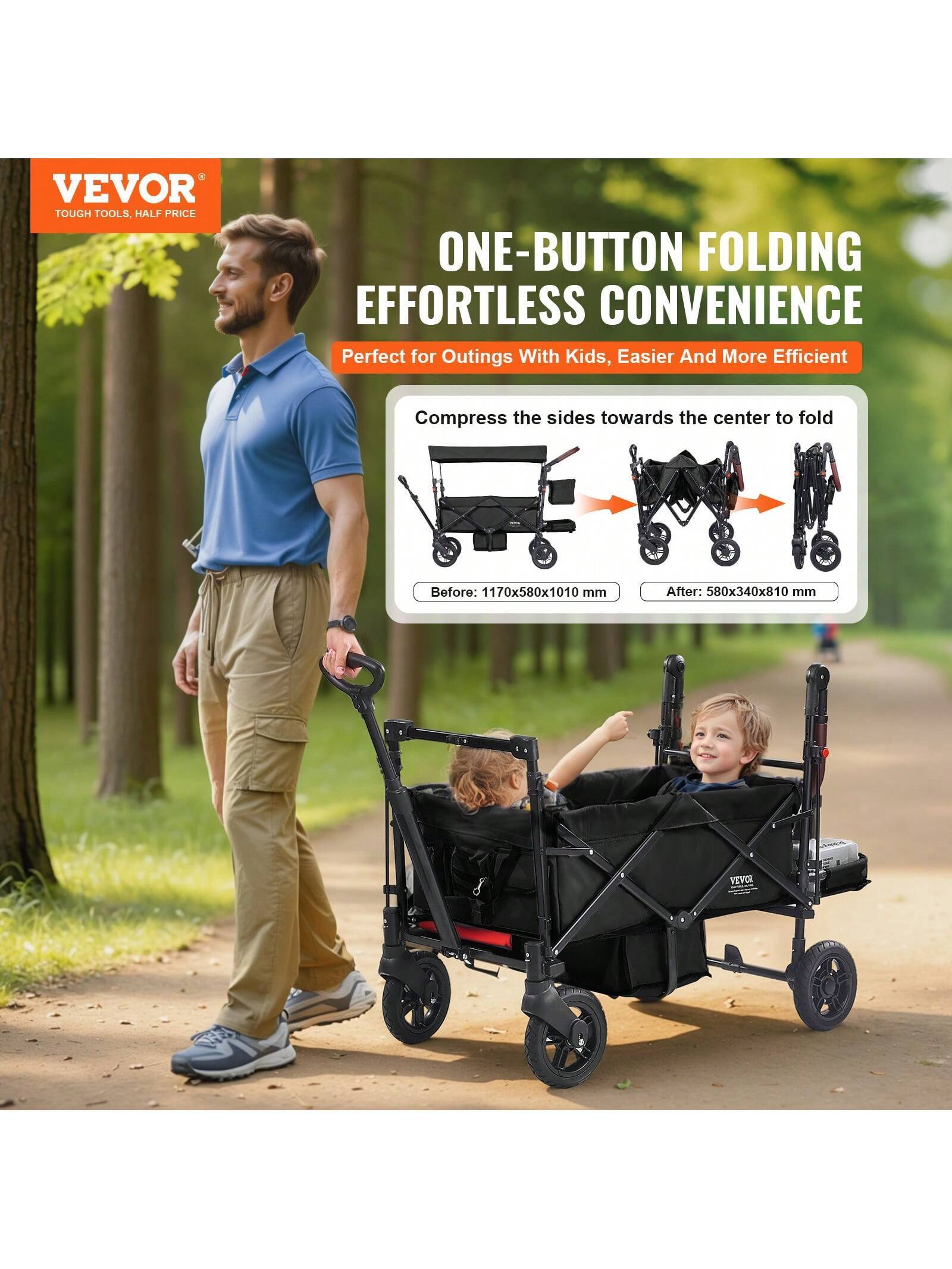 VEVOR Wagon Stroller for 2 Kids