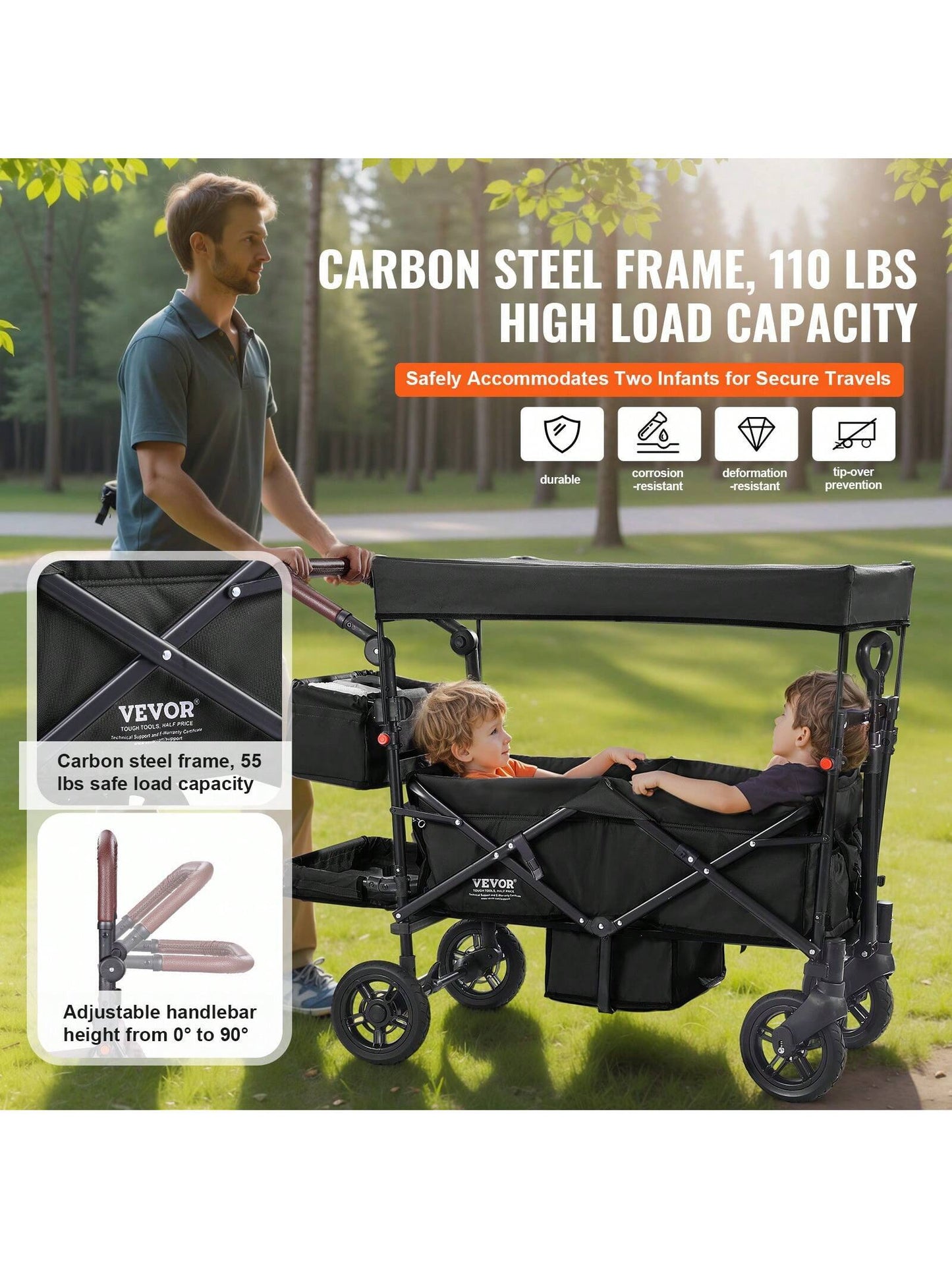 VEVOR Wagon Stroller for 2 Kids