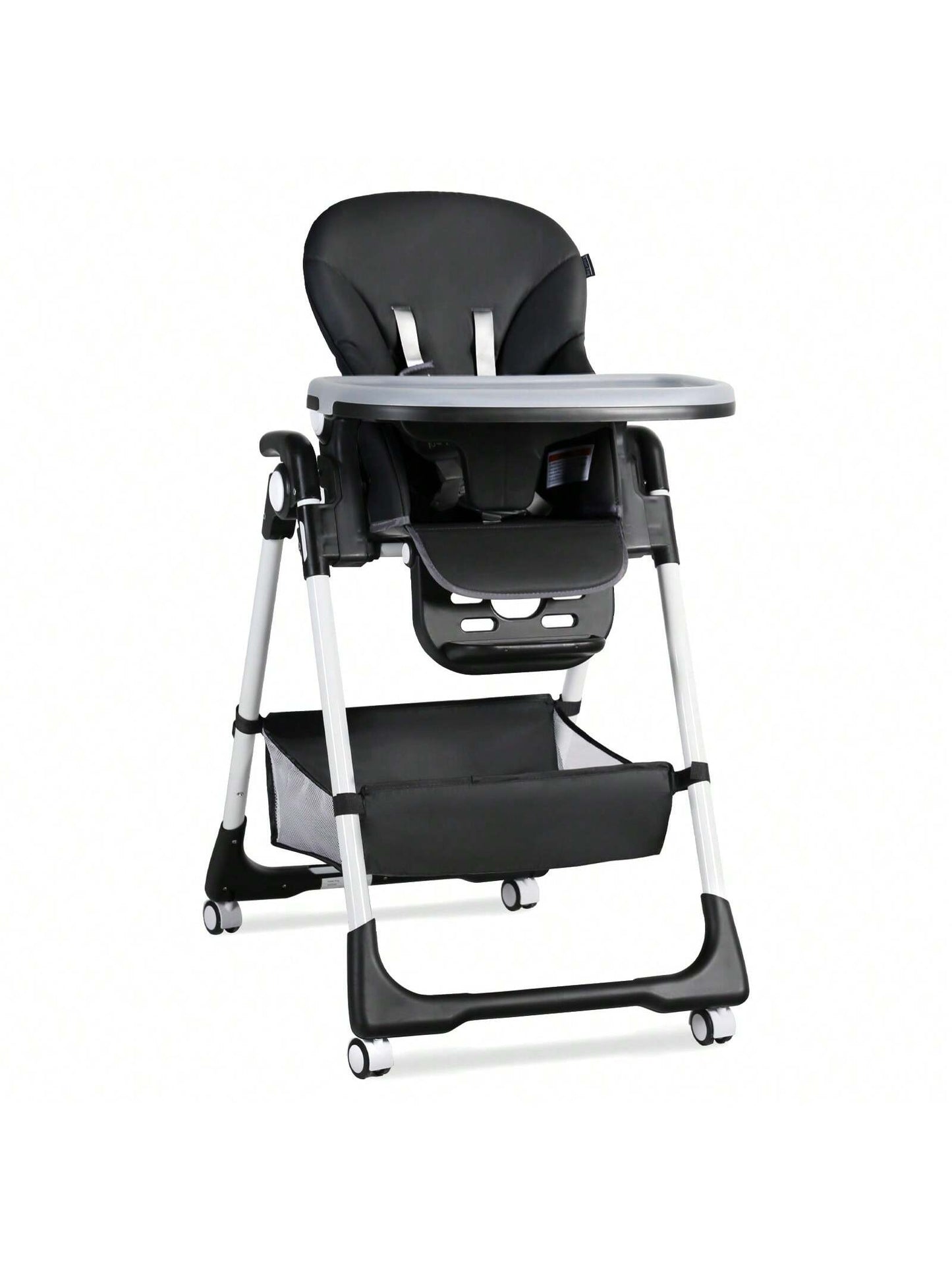 Kinder King Foldable Baby High Chair with Wheels, Adjustable Recline Toddler Eating Chair