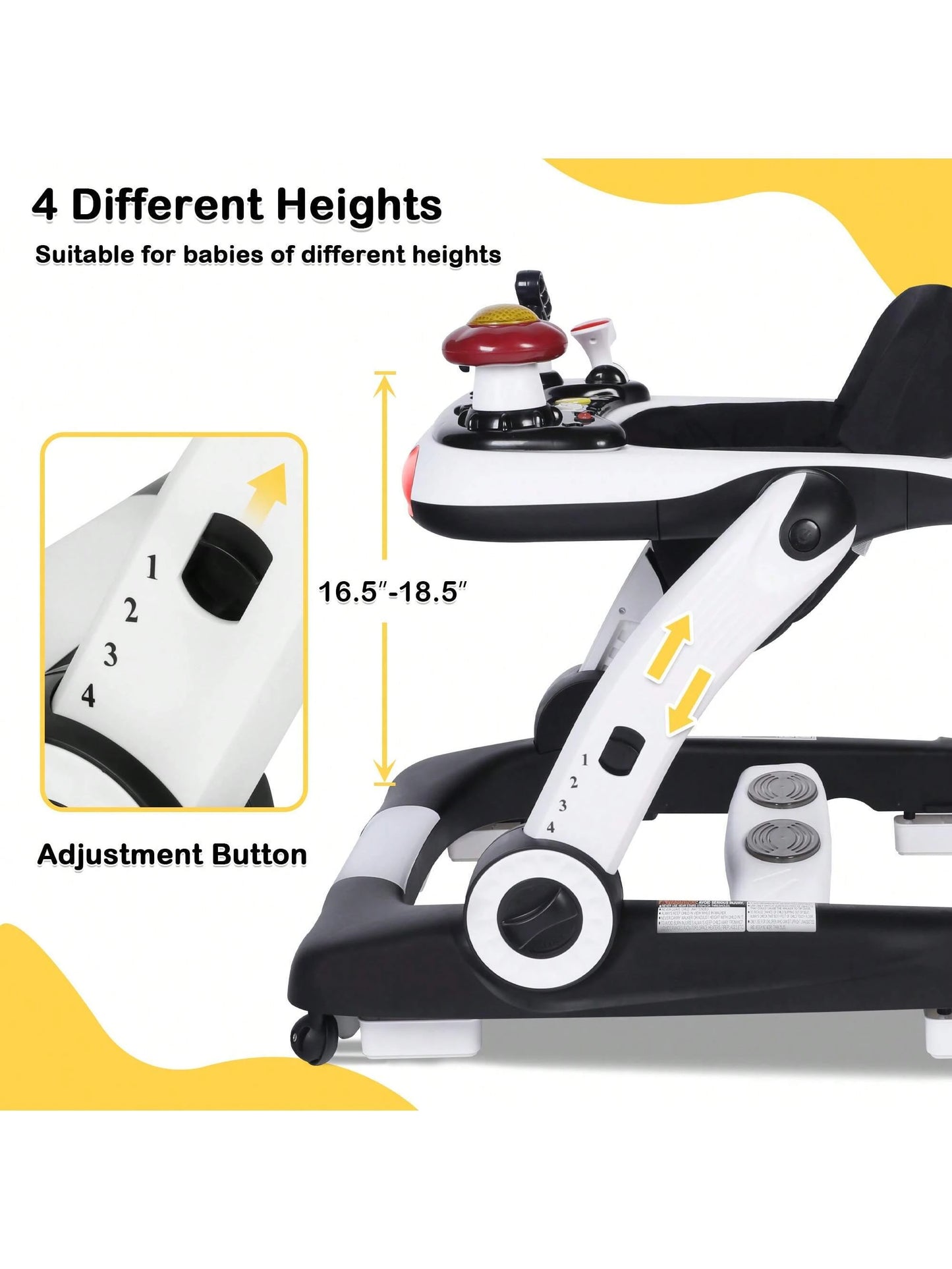 Musical Baby Walker with Wheels, Activity Center Toddler Music Bouncer Walker