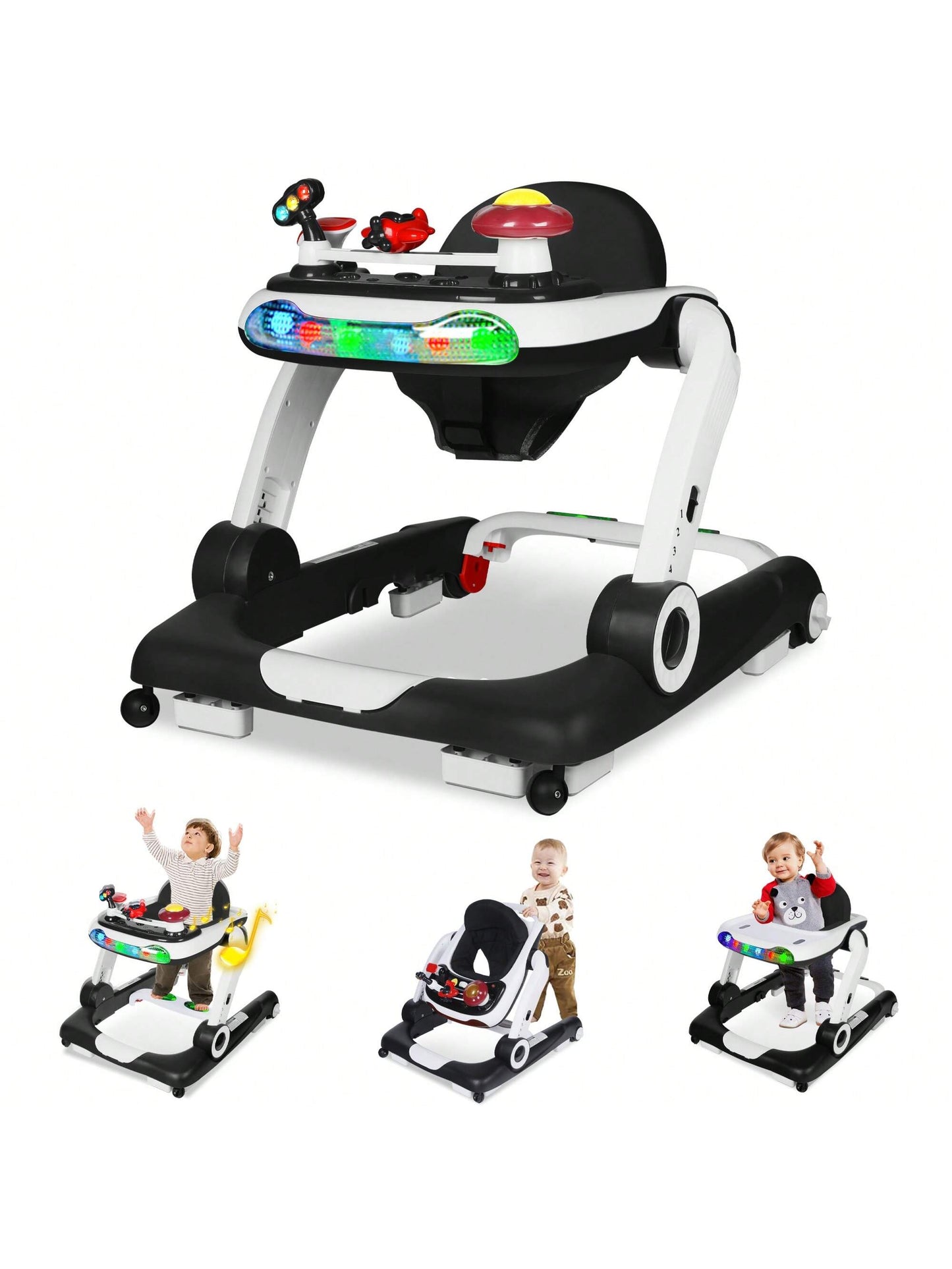 Musical Baby Walker with Wheels, Activity Center Toddler Music Bouncer Walker