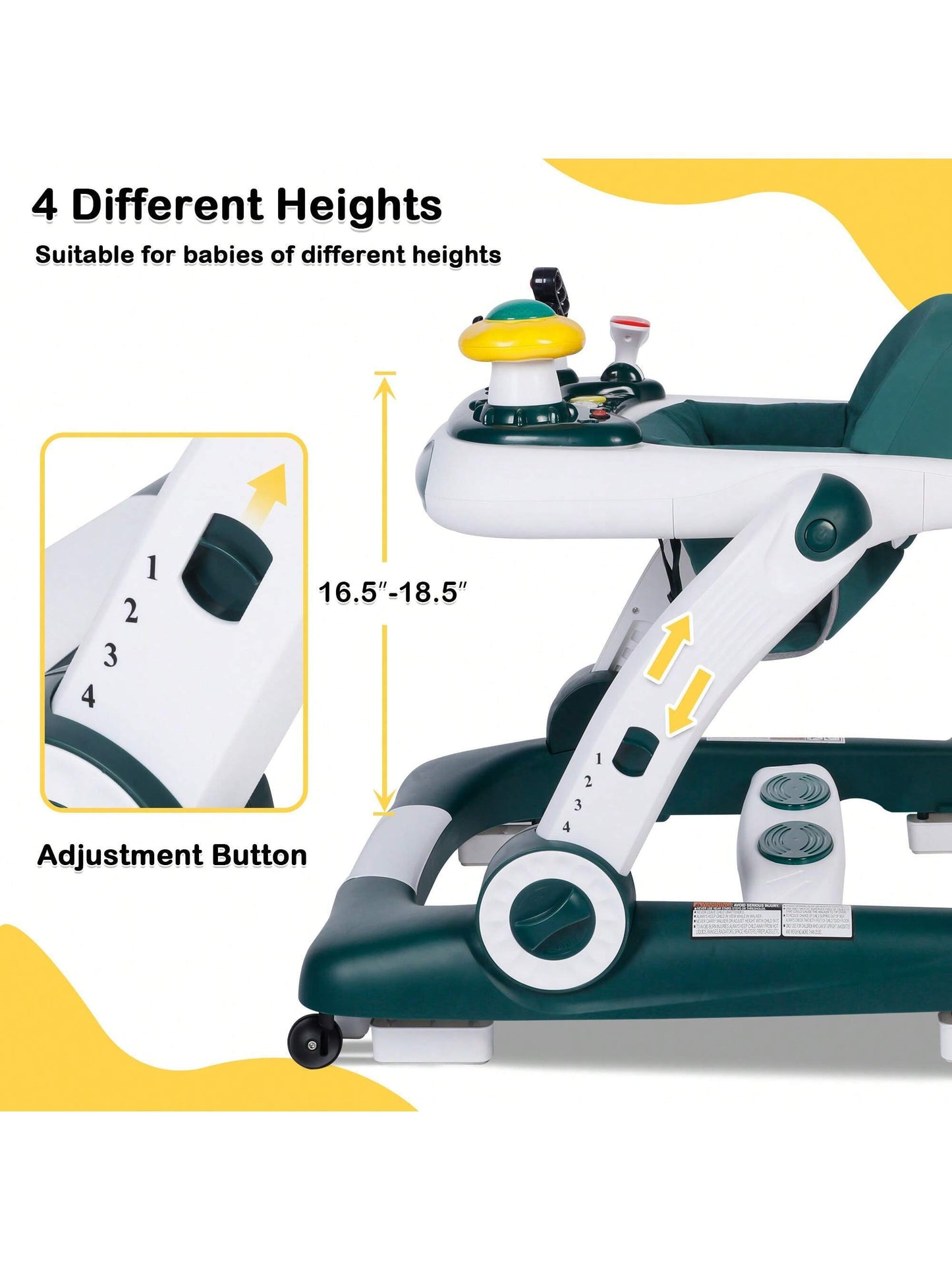 Musical Baby Walker with Wheels, Activity Center Toddler Music Bouncer Walker