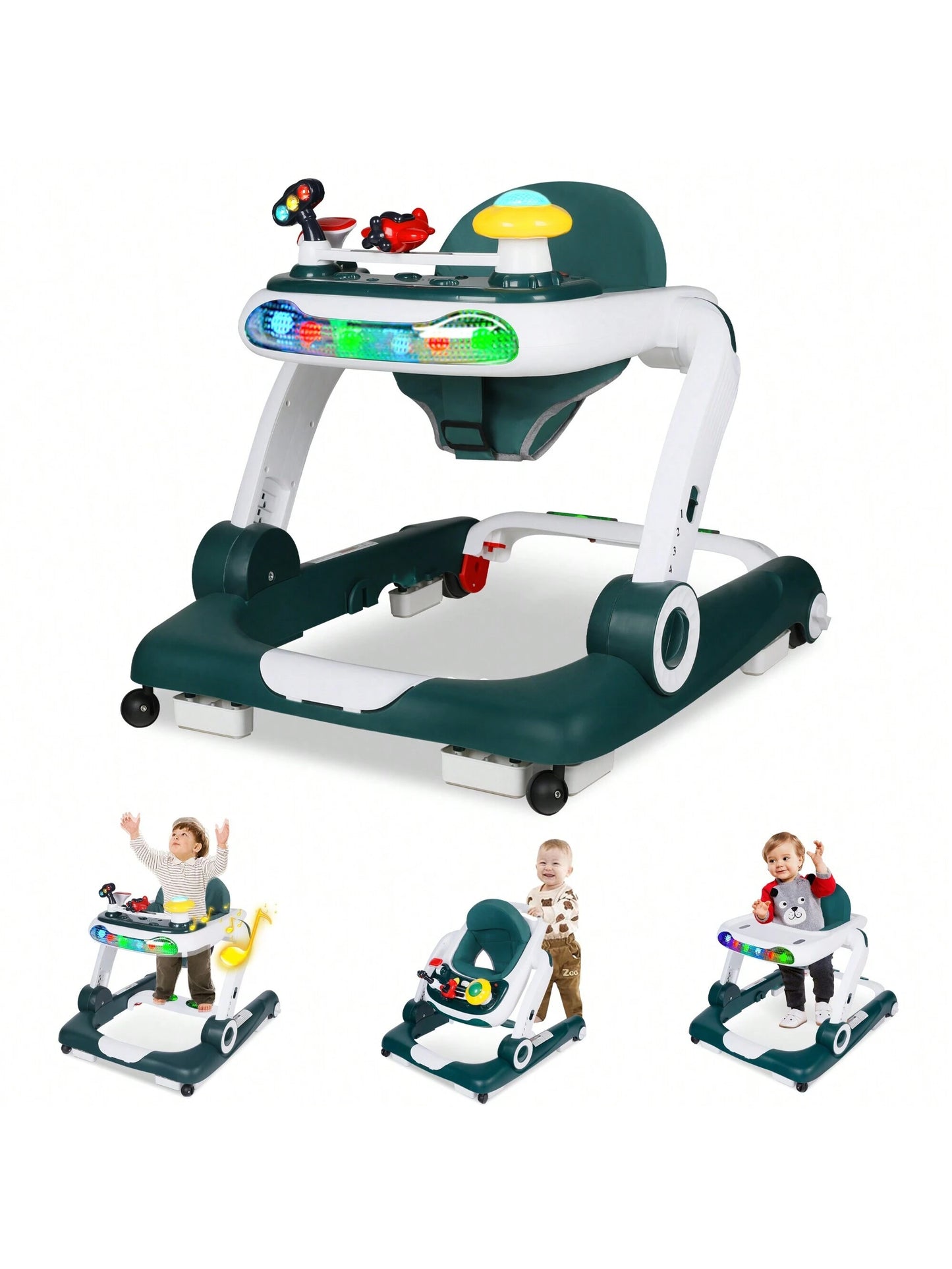 Musical Baby Walker with Wheels, Activity Center Toddler Music Bouncer Walker