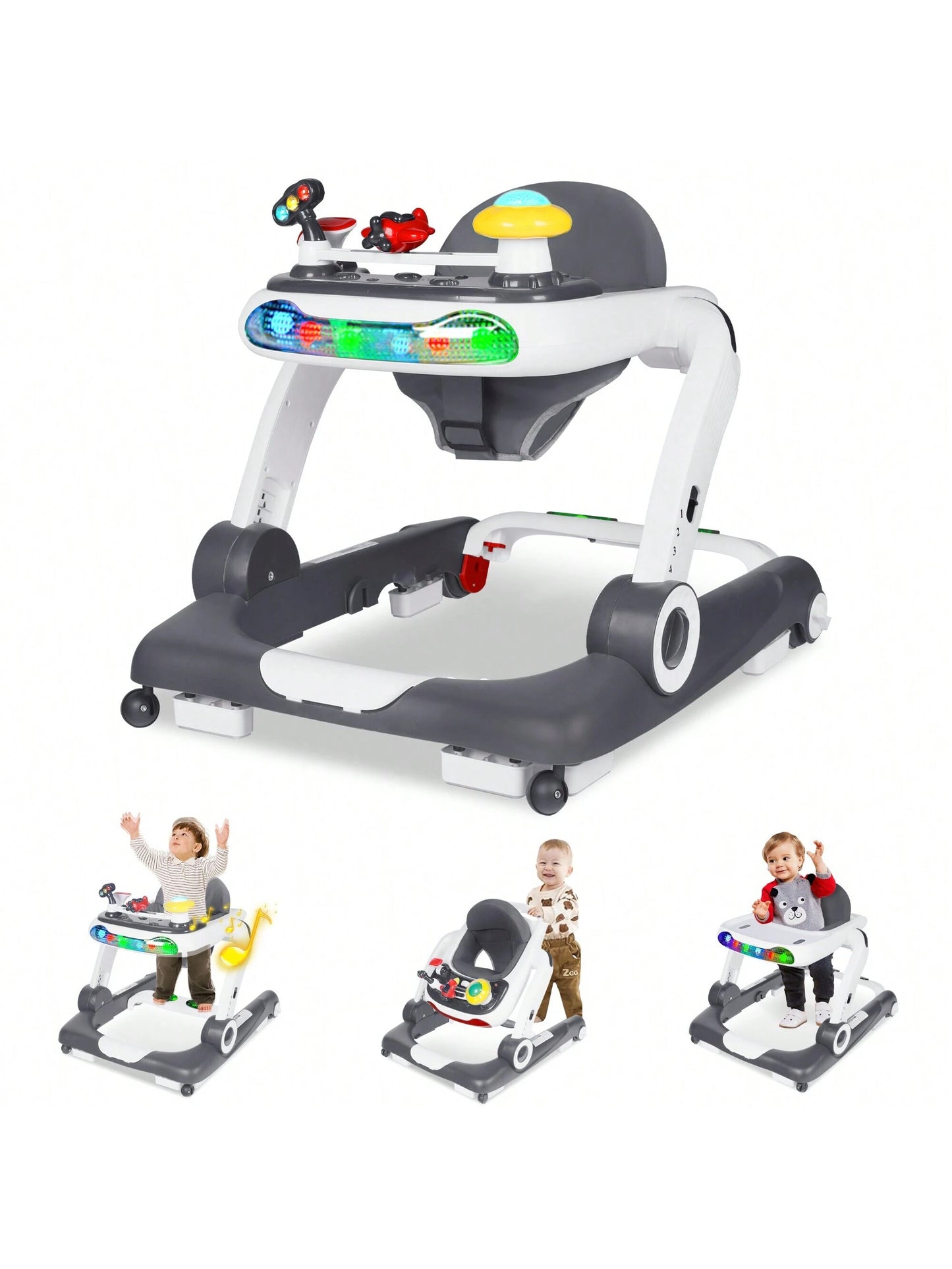 Musical Baby Walker with Wheels, Activity Center Toddler Music Bouncer Walker