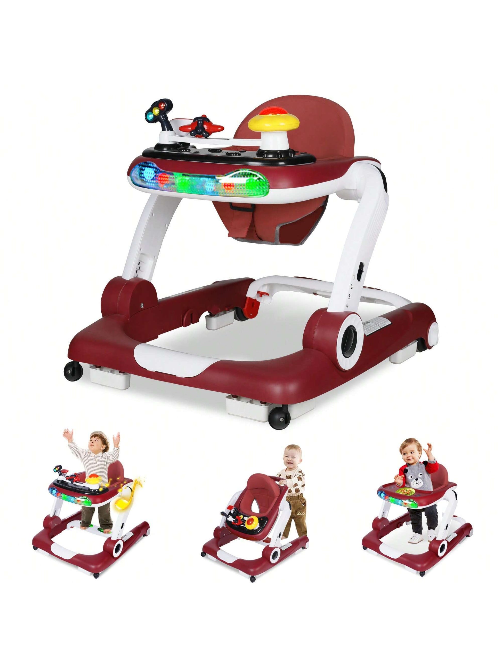 Musical Baby Walker with Wheels, Activity Center Toddler Music Bouncer Walker