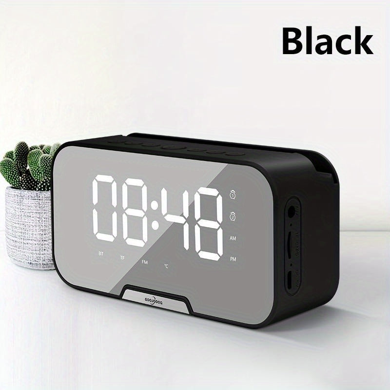 Portable LED Mini Speaker FM Radio Clock With Wireless Microphone