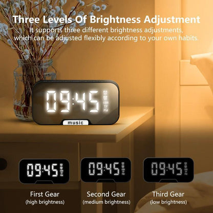 Portable LED Mini Speaker FM Radio Clock With Wireless Microphone