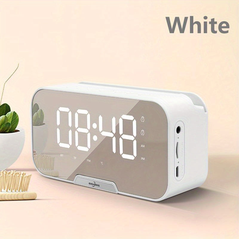 Portable LED Mini Speaker FM Radio Clock With Wireless Microphone