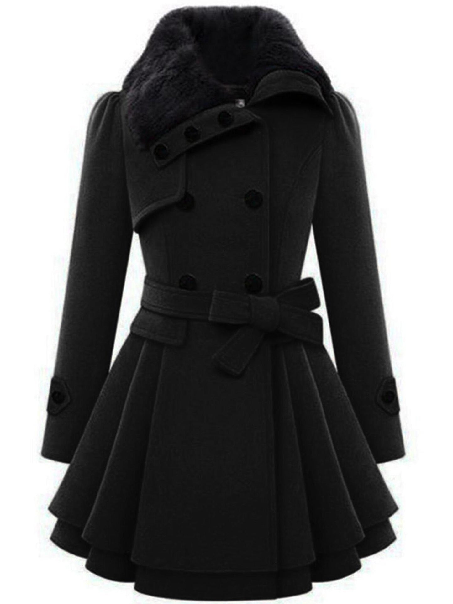 Chic Women's Double-Breasted Winter Coat with Belt - Warm, Casual Lapel Jacket for Fall/Winter