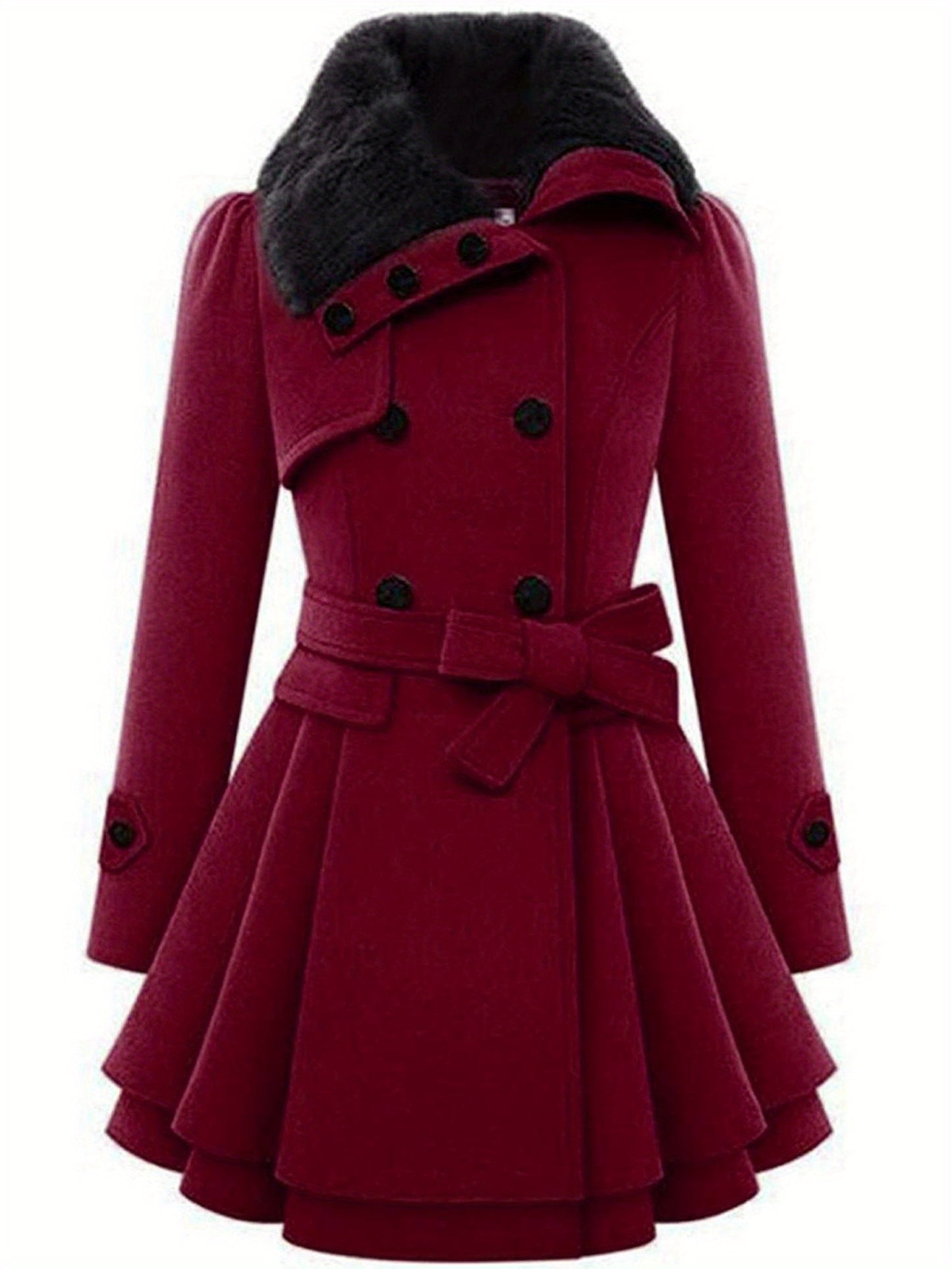 Chic Women's Double-Breasted Winter Coat with Belt - Warm, Casual Lapel Jacket for Fall/Winter