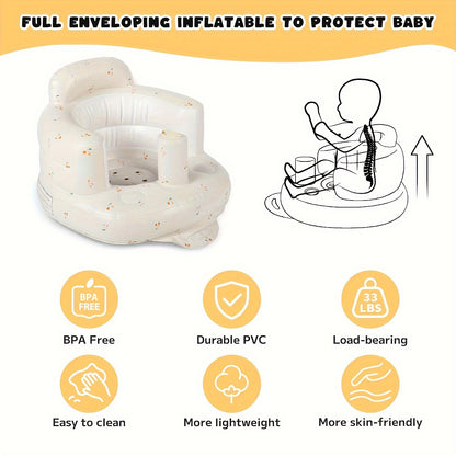 Inflatable babies Seat, Sit-Stand babies Floor Seat - Built-in Air Pump, Portable babies Seat, babies Tub Seat, Suitable for 3-36 Months