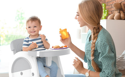 Adjustable & High Chair Set with Safety Harness - Includes Study Table, Building Block Station, and Footrest - Easy Assembly - Gray/Pink, Chair