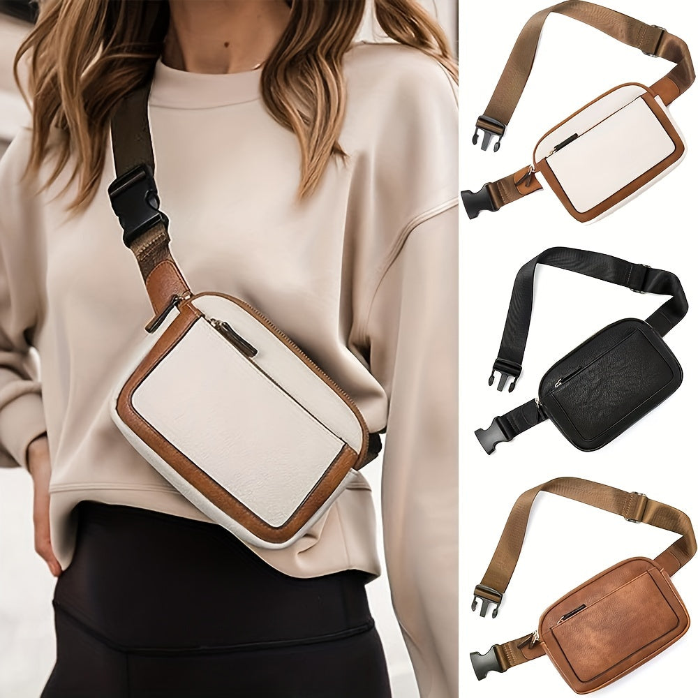 New Outdoor Leisure Fashion Crossbody Bag, Adjustable Shoulder Strap, Portable, PU Leather Waist Bag, Suitable For Outdoor Sports On The Fitness Riding Shoulder Bag