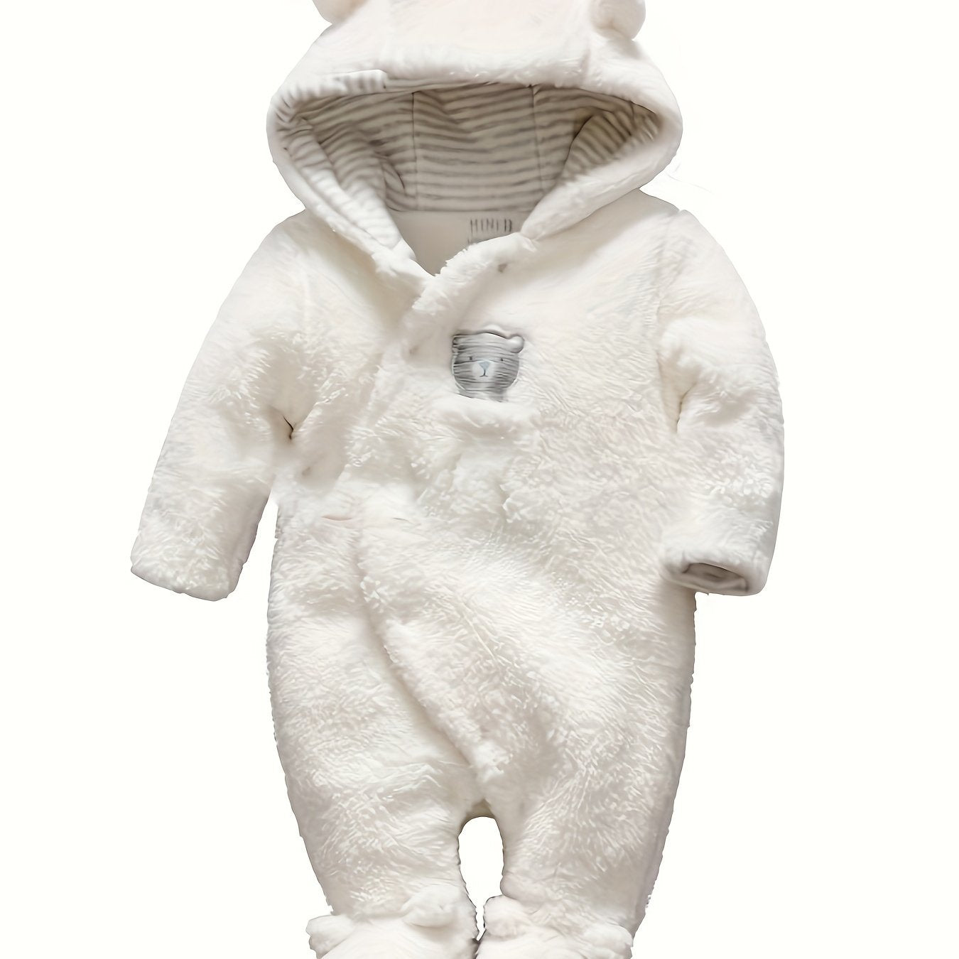 Newborn Baby Romper Winter Bear Style Hooded Plush Jumpsuit Cosplay Clothes, for Outdoor