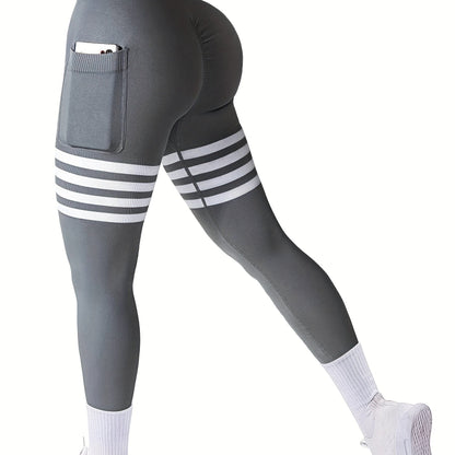 AGROSTE Striped Design Seamless Workout Leggings