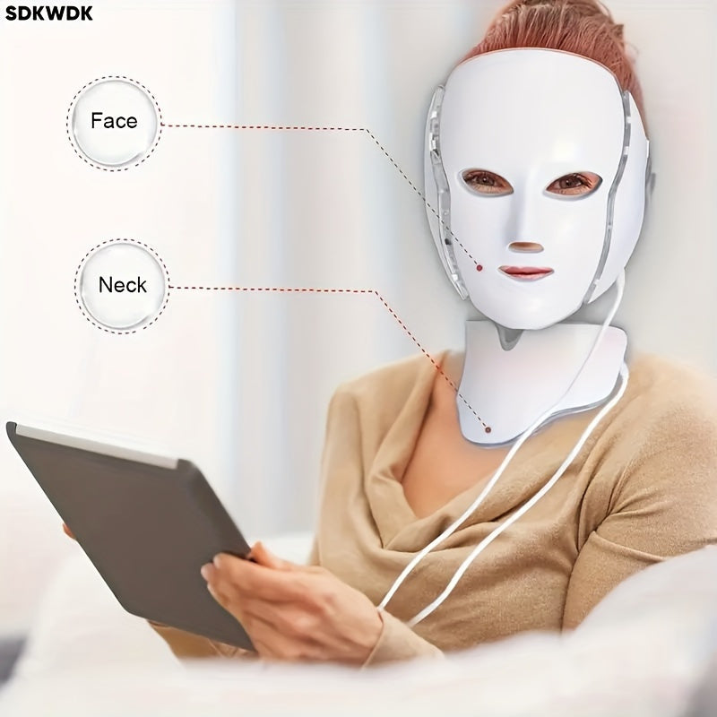 Plug-in LED Seven-color Face Care Face Mask 7-Color LED Face And Neck Care Mask