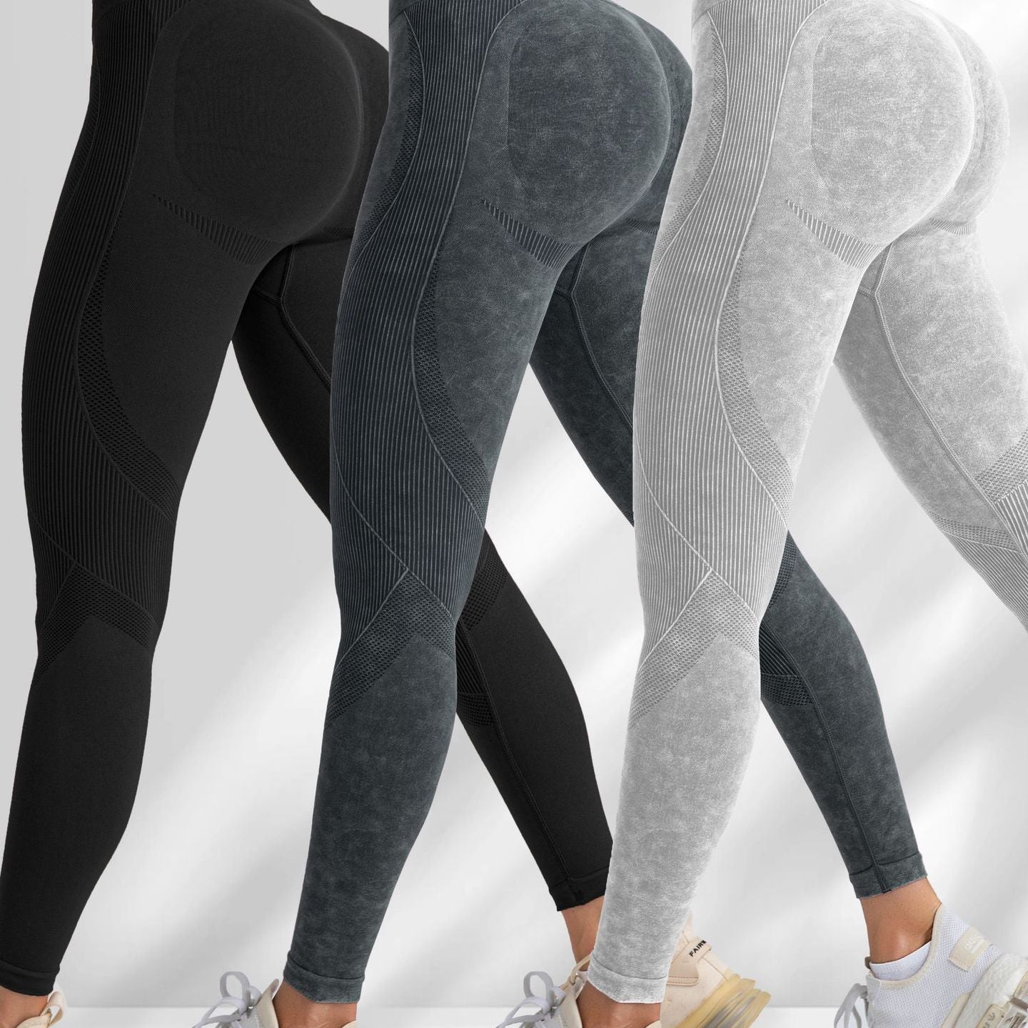 3pcs Seamless Women's Yoga Leggings - Quick-Dry, High-Waist, Butt-Lifting Activewear with Letter Detail