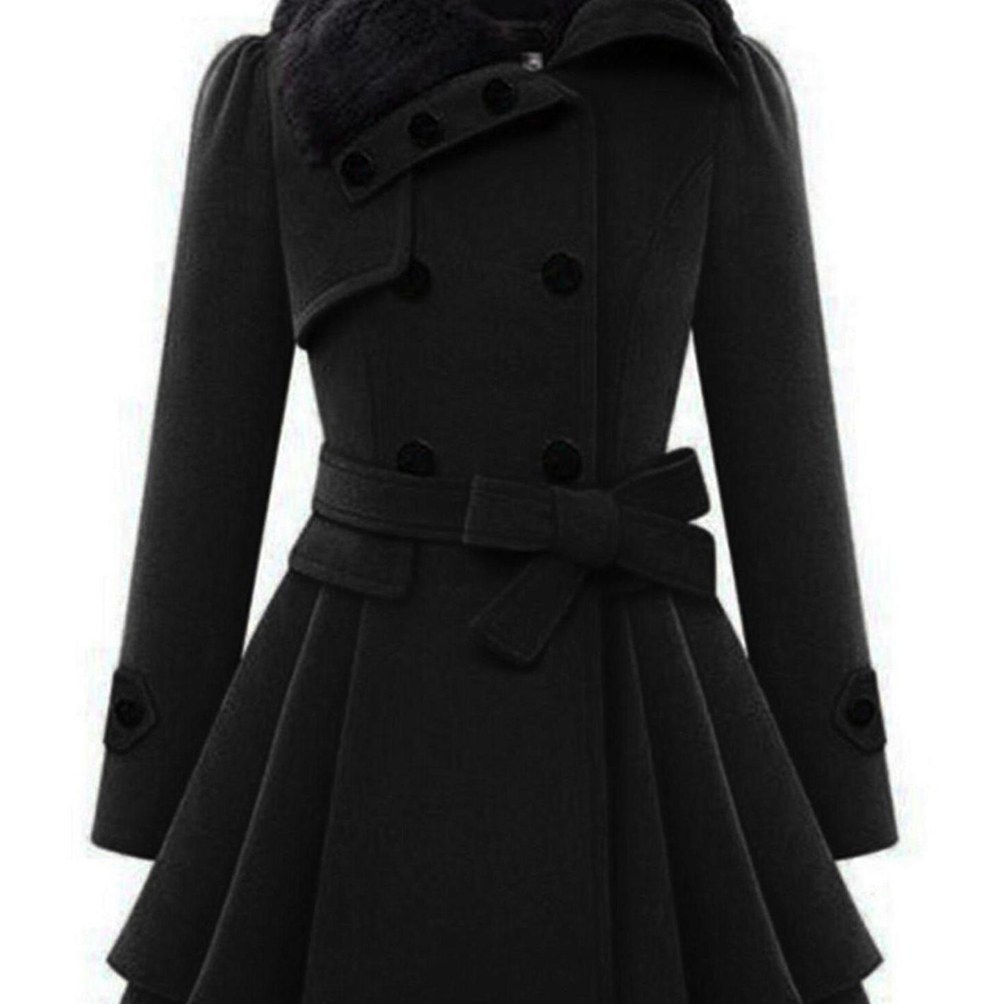 Chic Women's Double-Breasted Winter Coat with Belt - Warm, Casual Lapel Jacket for Fall/Winter