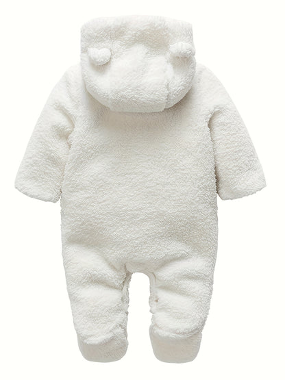 Newborn Baby Romper Winter Bear Style Hooded Plush Jumpsuit Cosplay Clothes, for Outdoor