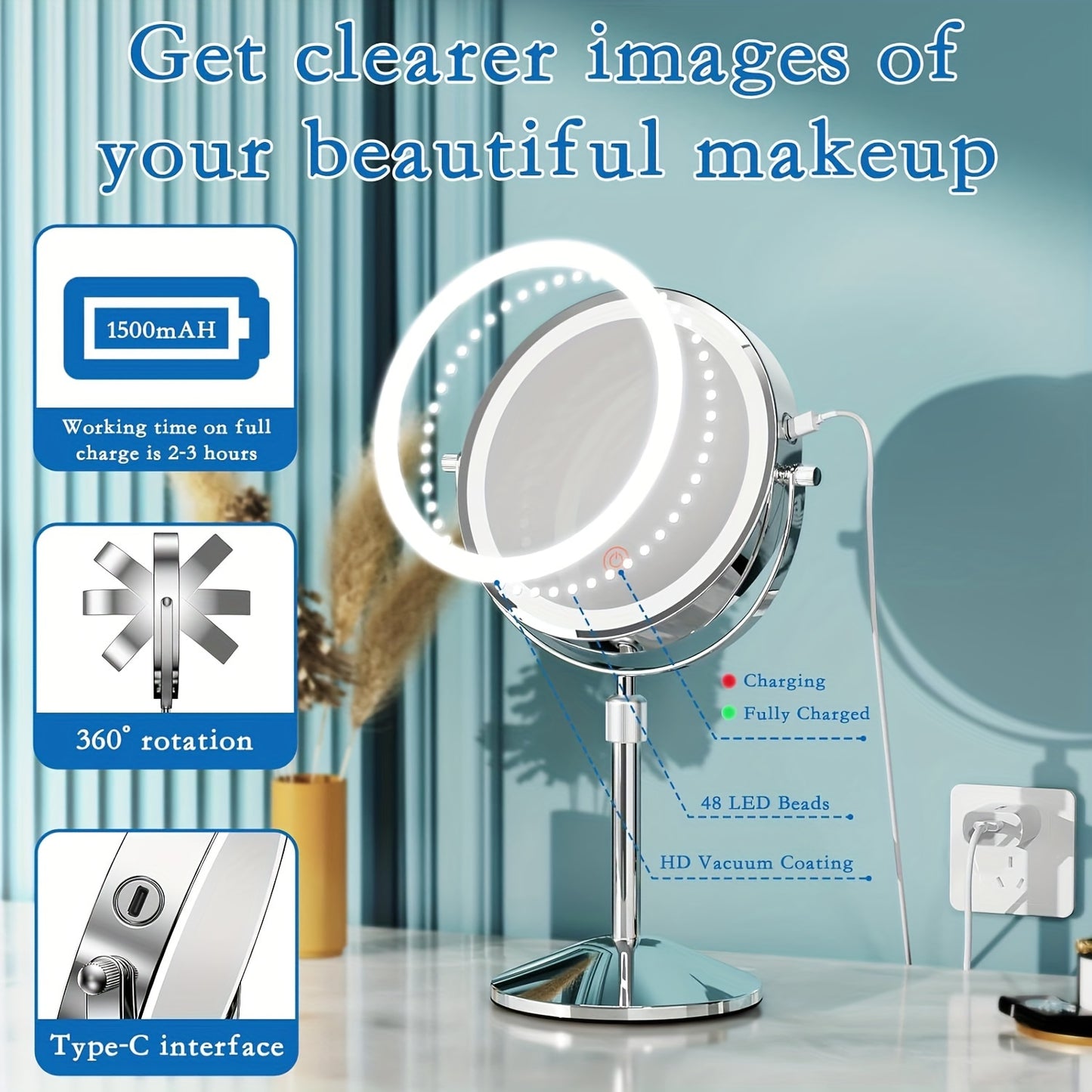 Makeup Mirror With Lights And Magnification