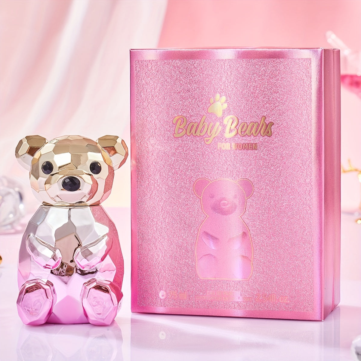 Luxurious Baby bear Women's Perfume with Fresh Flower Citrus Fragrance Pink