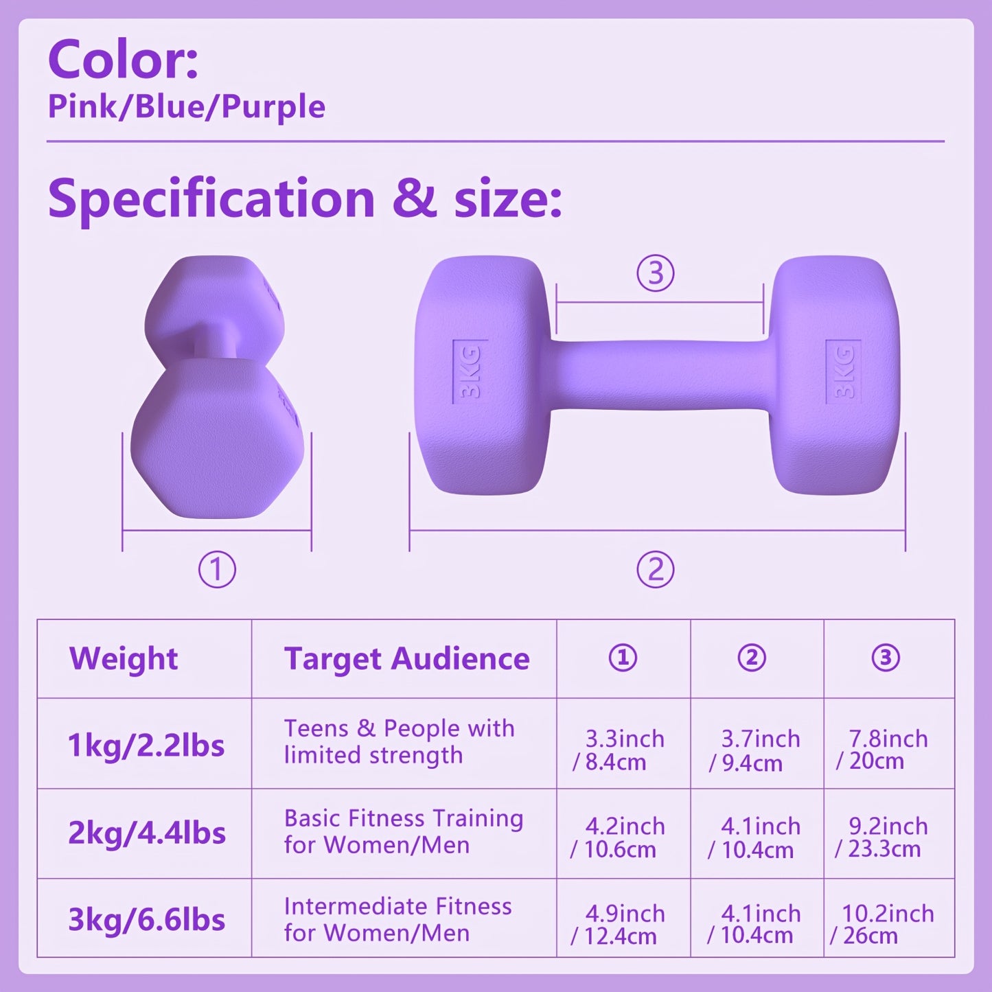 AJUMKER Hex Dumbbells Set With Stand 2 X 2.2 LB, 2 X 4.41 LB, 2 X 6.61 LB