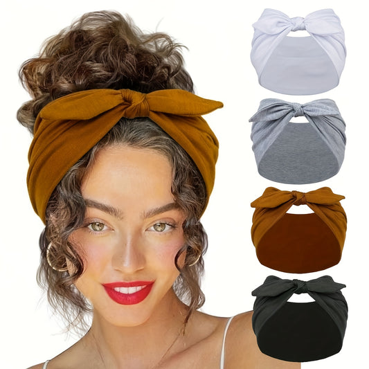 4-Pack Bohemian Minimalist Knotted Headbands