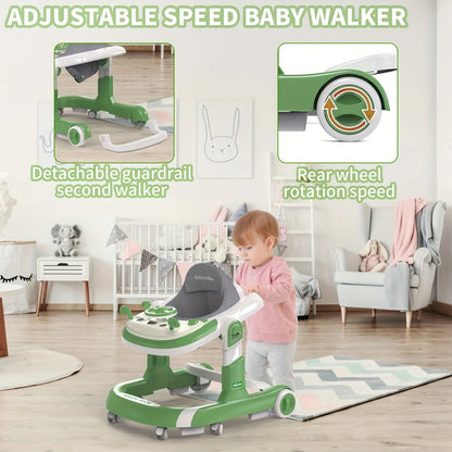 Foldable Youngsters Walker with Wheels - Adjustable Height & Speed, Breathable Seat Cushion