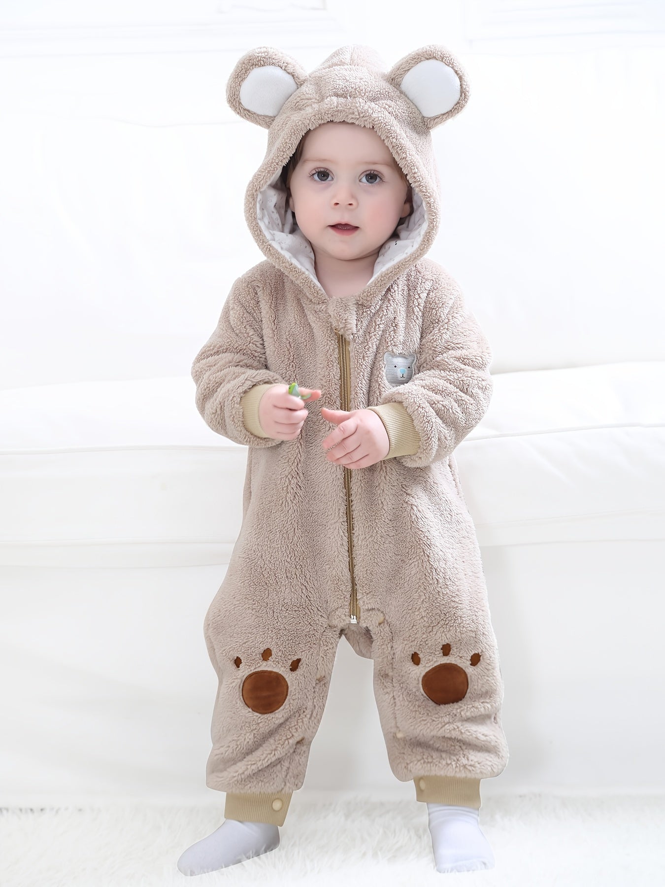 Super Cute Animal Style Bodysuit - Baby's Winter Autumn Warm Hooded Romper For Party Performance