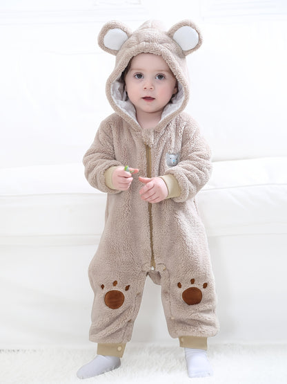 Super Cute Animal Style Bodysuit - Baby's Winter Autumn Warm Hooded Romper For Party Performance