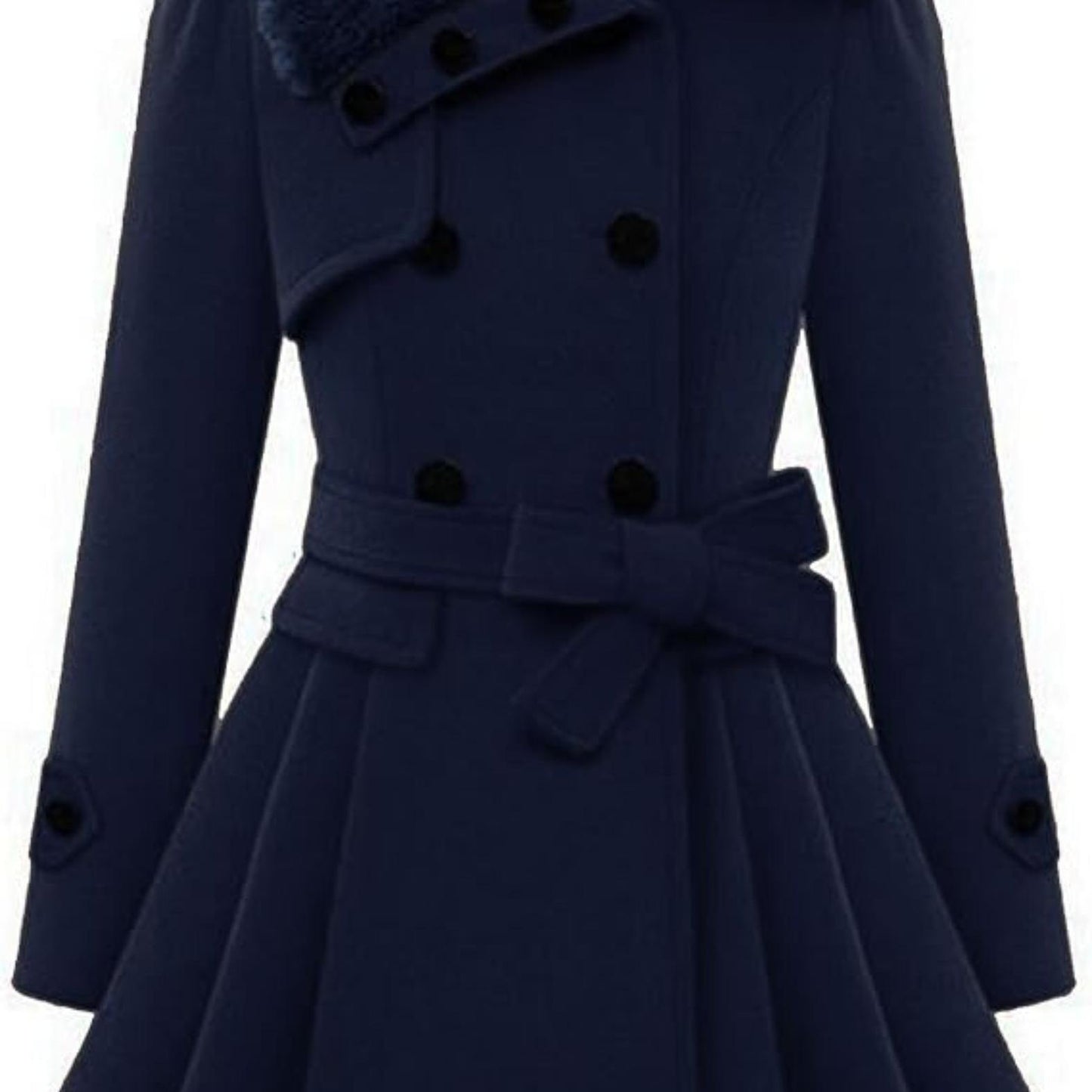 Chic Women's Double-Breasted Winter Coat with Belt - Warm, Casual Lapel Jacket for Fall/Winter