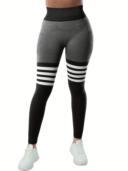 AGROSTE Striped Design Seamless Workout Leggings