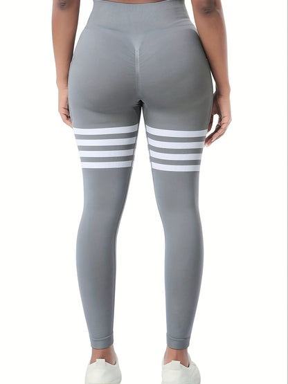 AGROSTE Striped Design Seamless Workout Leggings