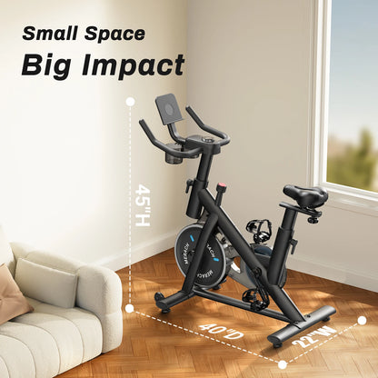 MERACH Exercise Bike Brake Pad Stationary Bike Low Noise Indoor Cycling Bike 270lbs Weight Capacity Tablet Mount Fitness Courses